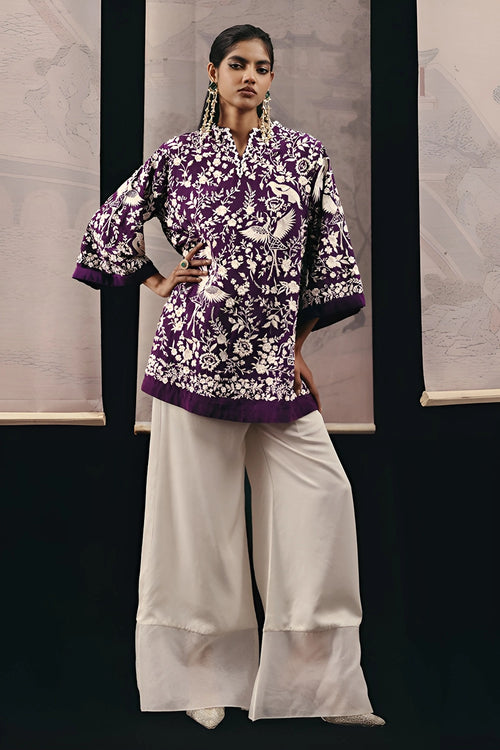 Flared Pants with Organza Panel