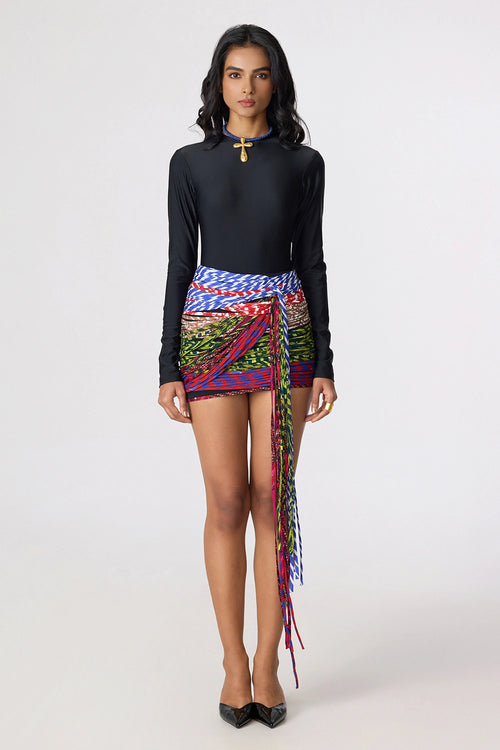 Black Juana Bodysuit With Oakley Skirt