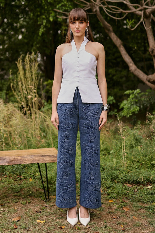 Emma White Top and Blue Denim