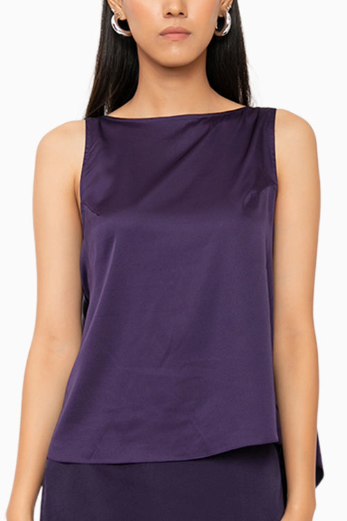 Violet Satin Top