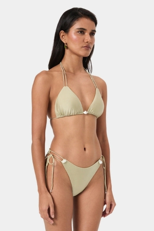 Pistachio Cream Pearl Bikini Top