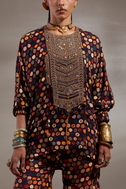 Jamuni Anka Kuru Trapeze Kurta With Flared Pants