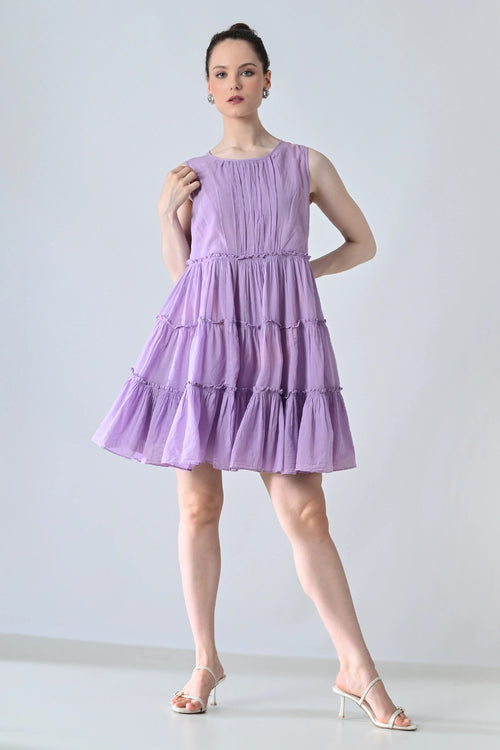Lilac Breeze Tiered Short Dress