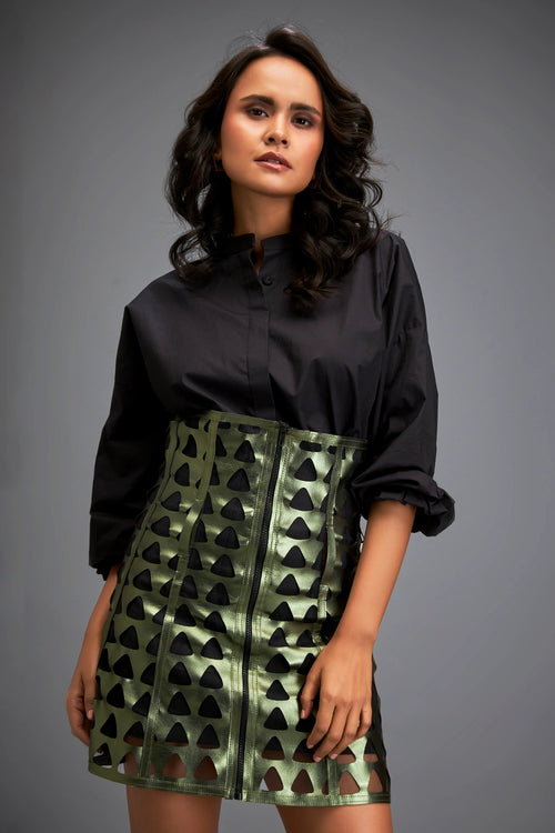 Green Gleam Cutout Skirt Set