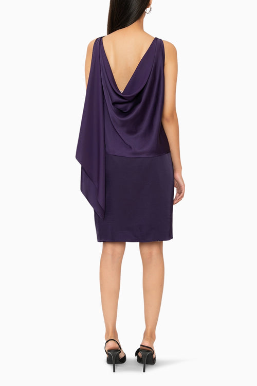 Violet Drape Cowl Top With Pencil Skirt