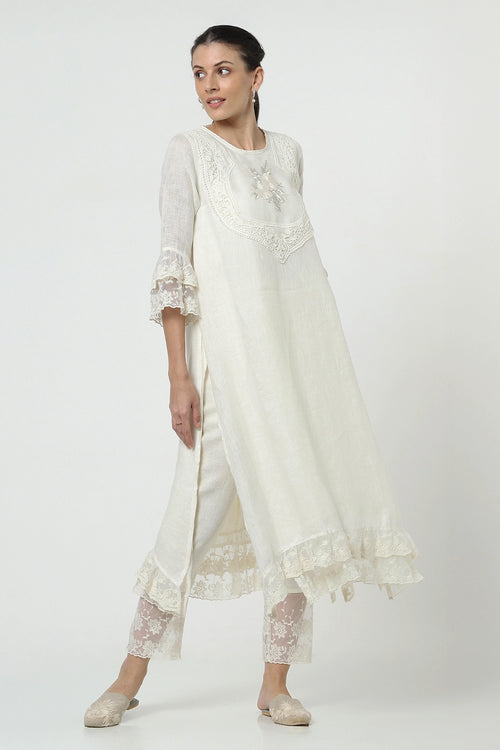 Love Lace Fly Free Off-White Tunic Set