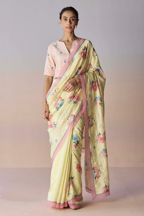 Kindred Petals Yellow Saree