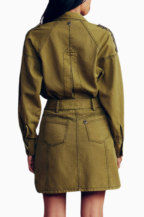 Washed Twill Studded Cargo Skirt