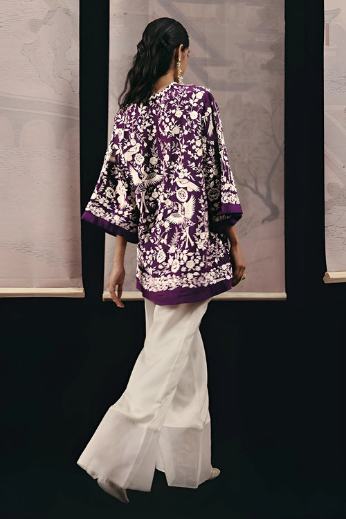 Flared Pants with Organza Panel