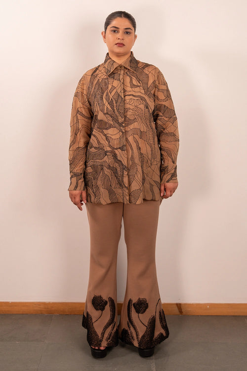 Beige Mystic Shirt And Trousers Set