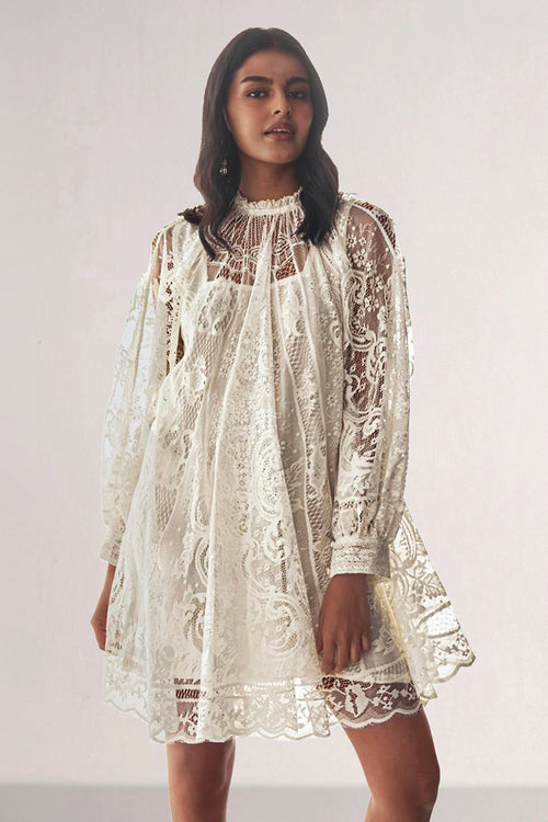 Lace A-Line Mini Dress
