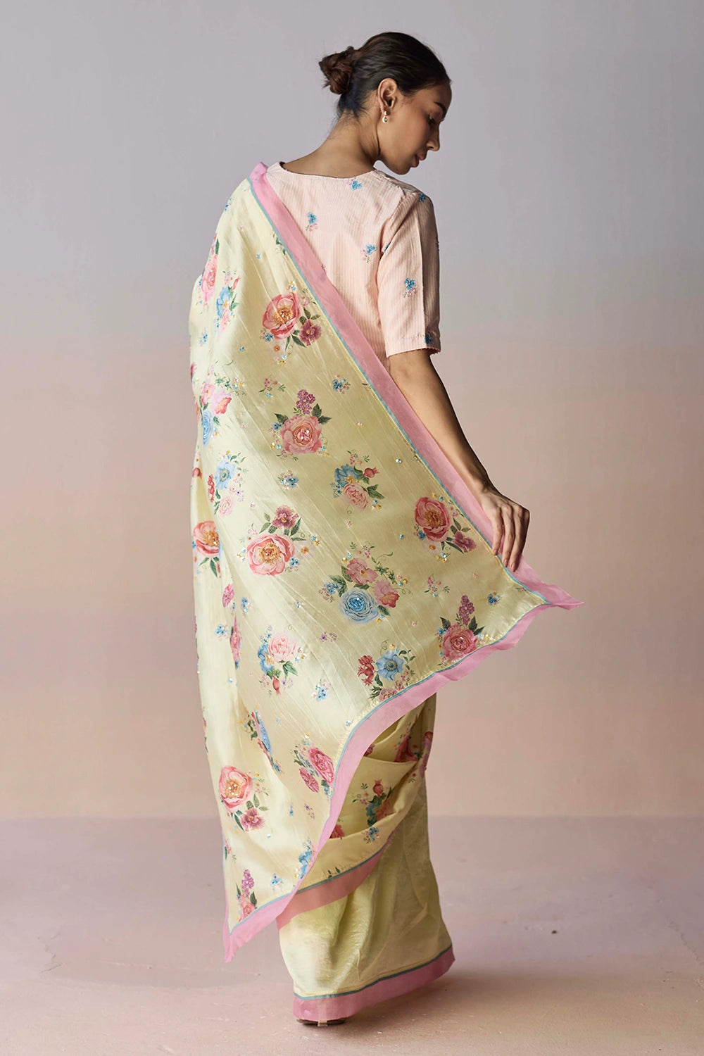 Kindred Petals Yellow Saree