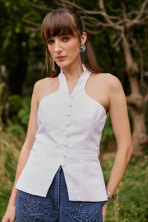 Emma White Top and Blue Denim