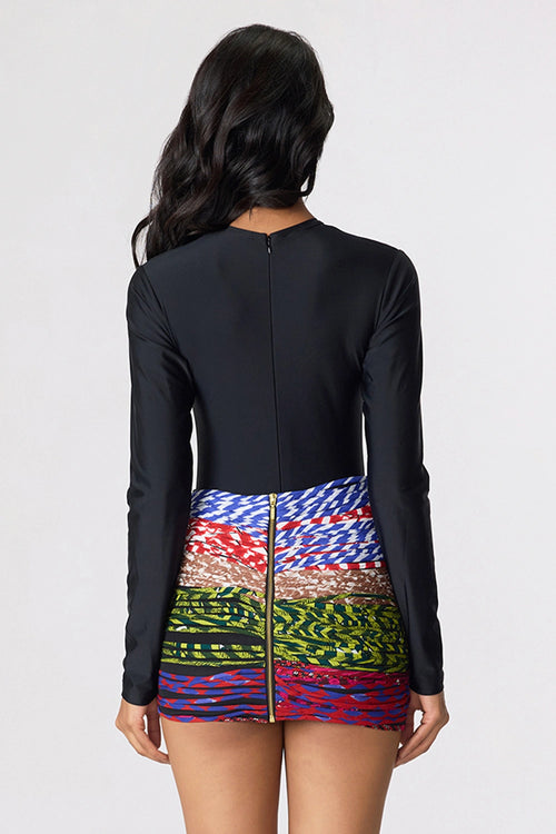 Black Juana Bodysuit With Oakley Skirt