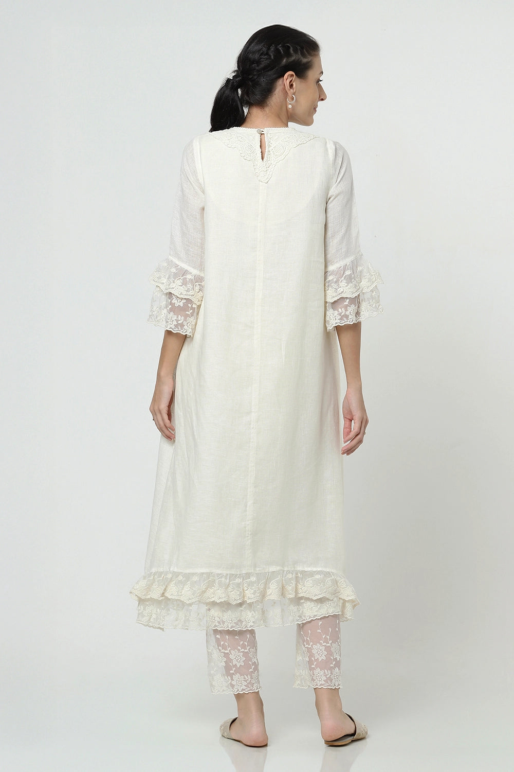 Love Lace Fly Free Off-White Tunic Set