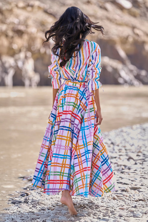 Multi Check & Stripe Skirt Set