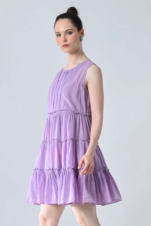 Lilac Breeze Tiered Short Dress