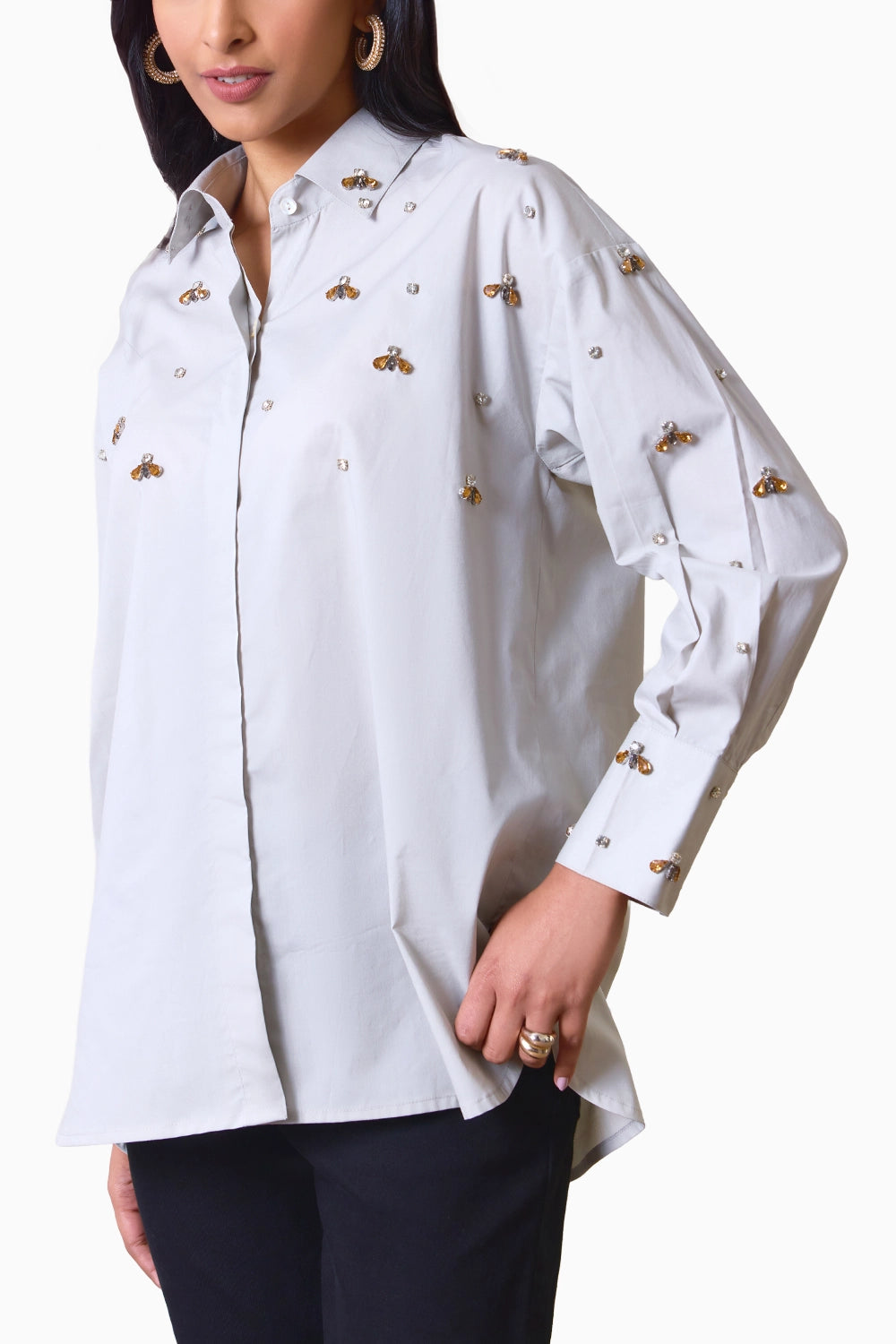 Bejeweled Bee Embellished Shirt