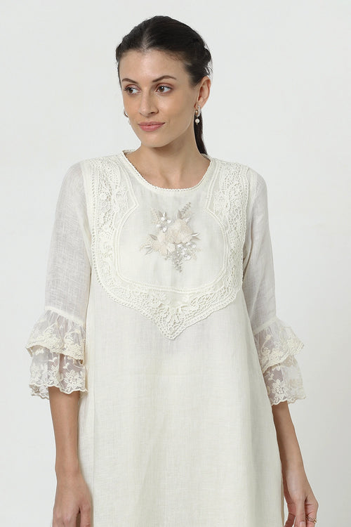 Love Lace Fly Free Off-White Tunic Set