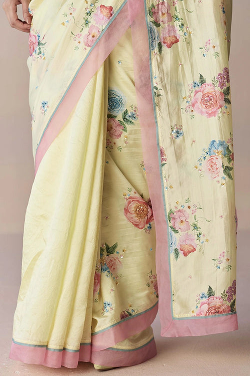 Kindred Petals Yellow Saree