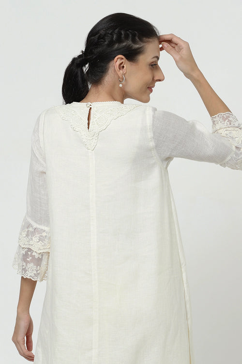 Love Lace Fly Free Off-White Tunic Set