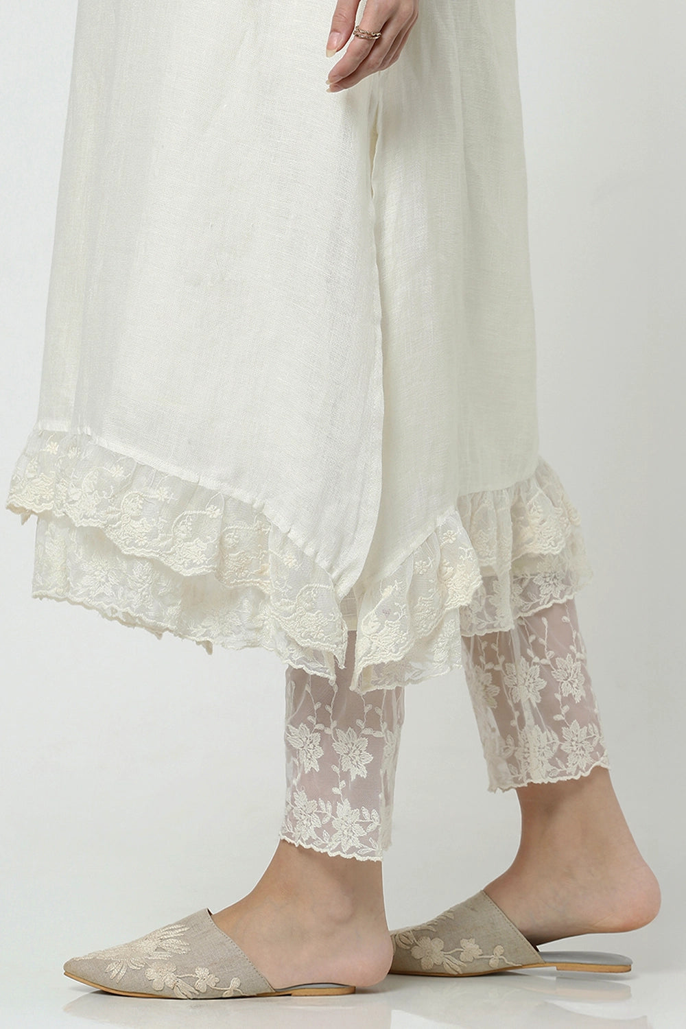 Love Lace Fly Free Off-White Tunic Set