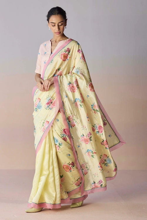 Kindred Petals Yellow Saree