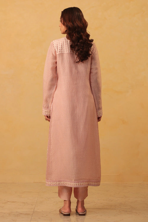 Vaayu Light Pink Straight Long Kurta Set