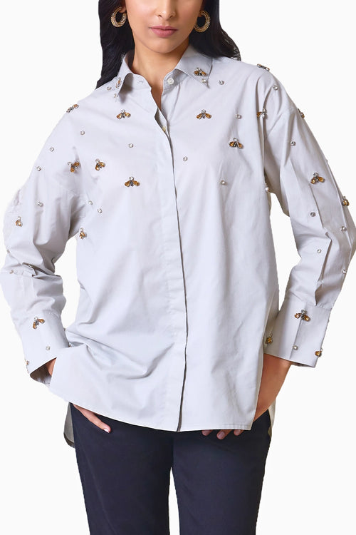 Bejeweled Bee Embellished Shirt