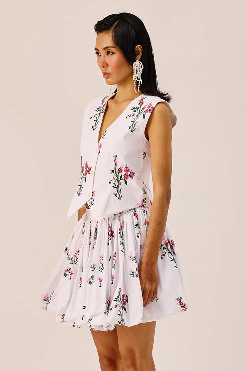 White Floral Printed Vest Top