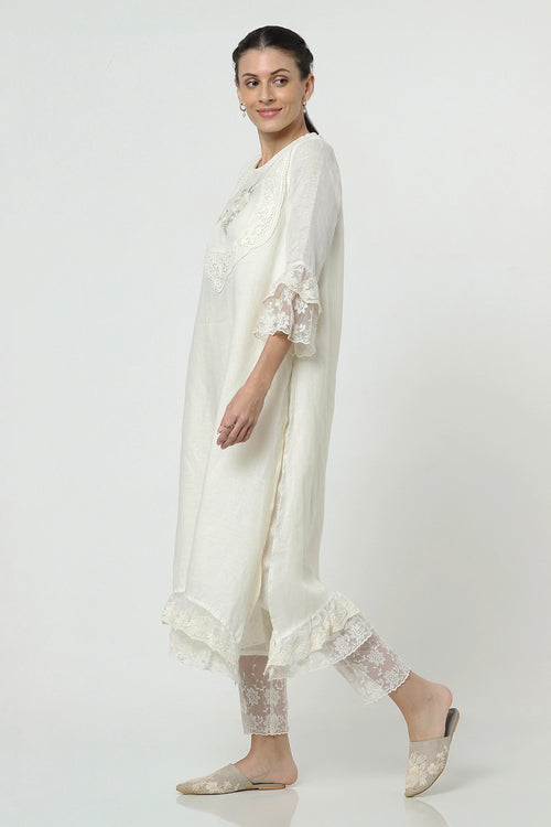 Love Lace Fly Free Off-White Tunic Set