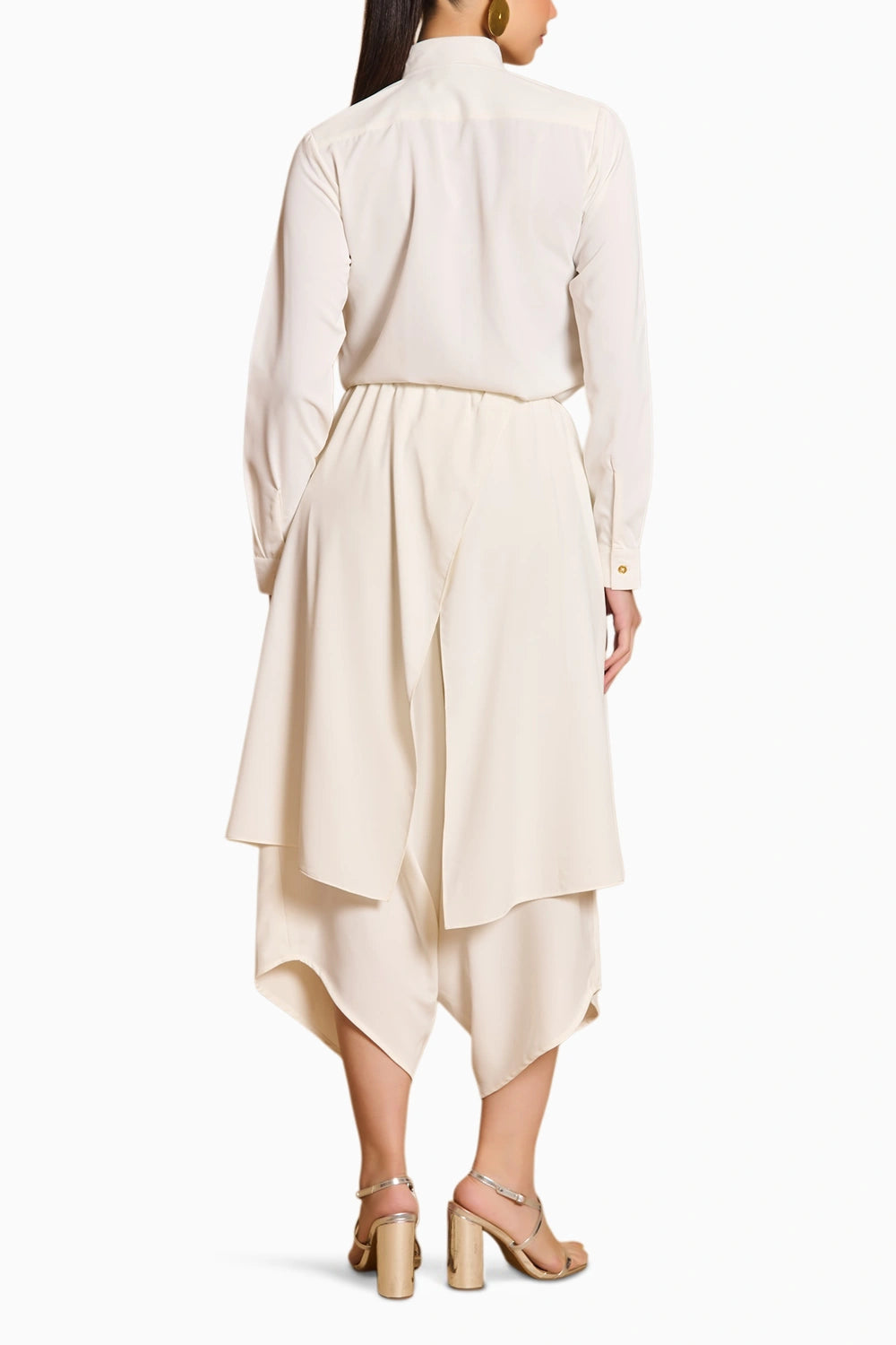 Spectrum Ivory Pintuck Shirt With Flap Dhoti