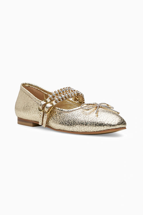Sylvie Double Strap Gold Ballerina