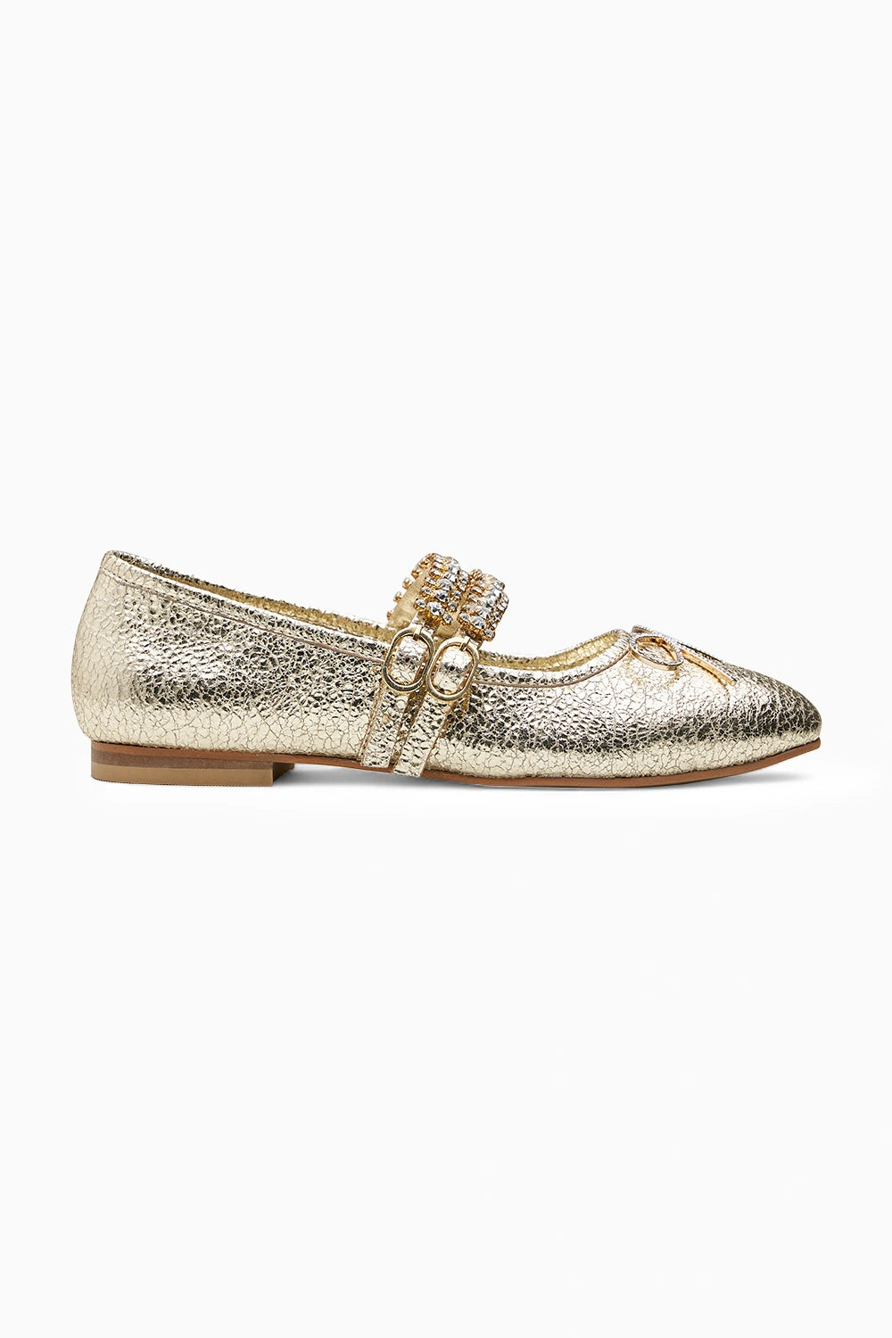 Sylvie Double Strap Gold Ballerina