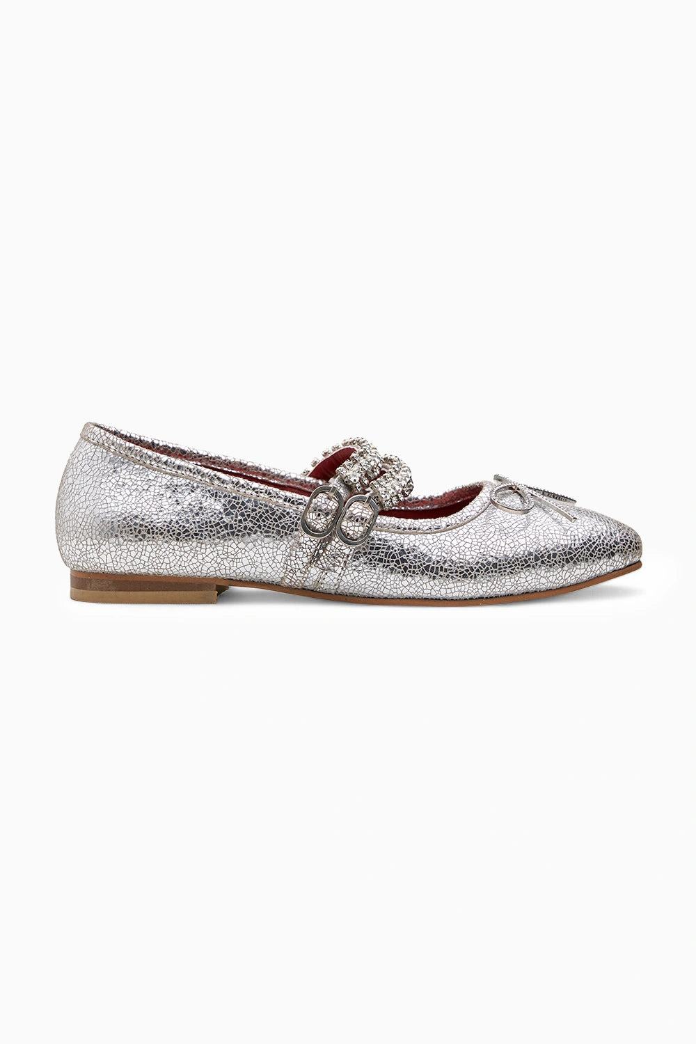 Sylvie Double Strap Silver Ballerina