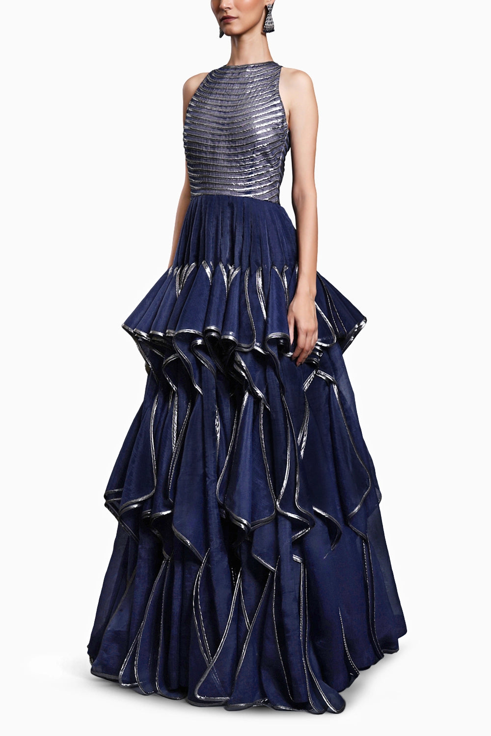 CF Navy Cascade Gown