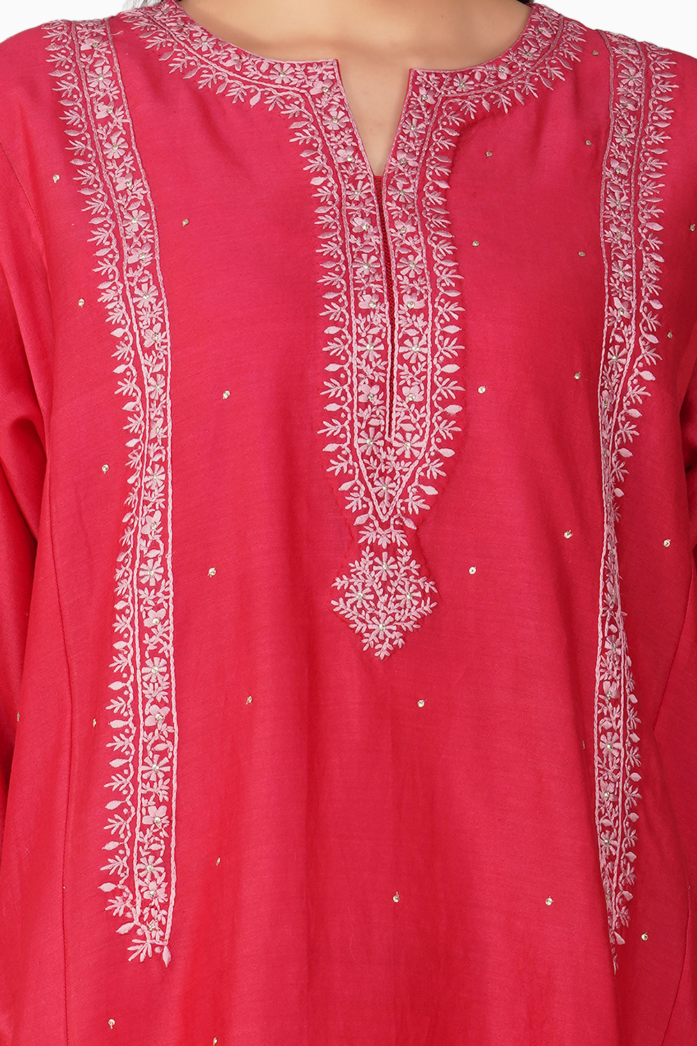 Flower Border Red Kalidar Kurta Set