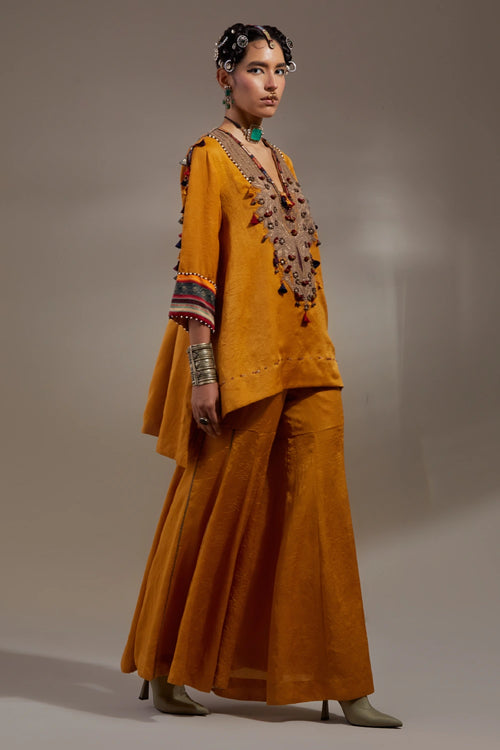 Yellow Topaz Anka Mitra Short Kurta Set