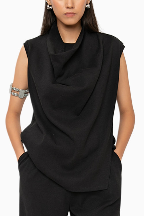 S'mores Black Cowl Neck Top