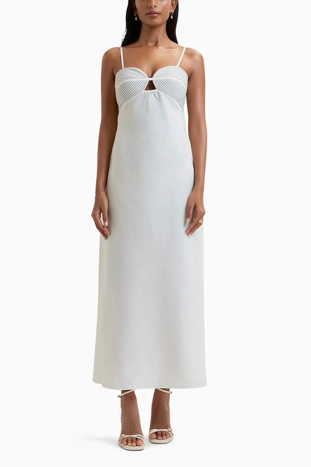 White Palma Embroidered Linen Dress