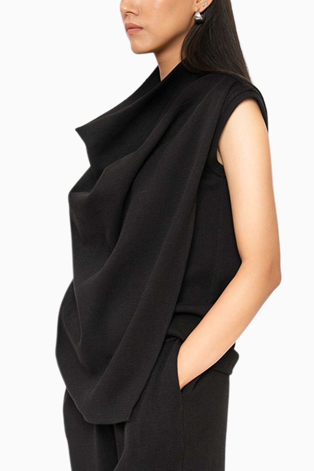 S'mores Black Cowl Neck Top