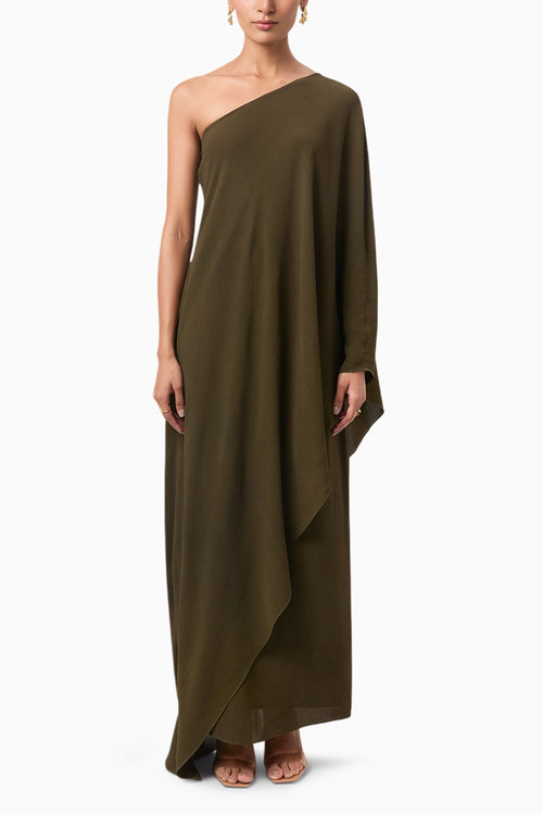 Olive Straight Column Skirt