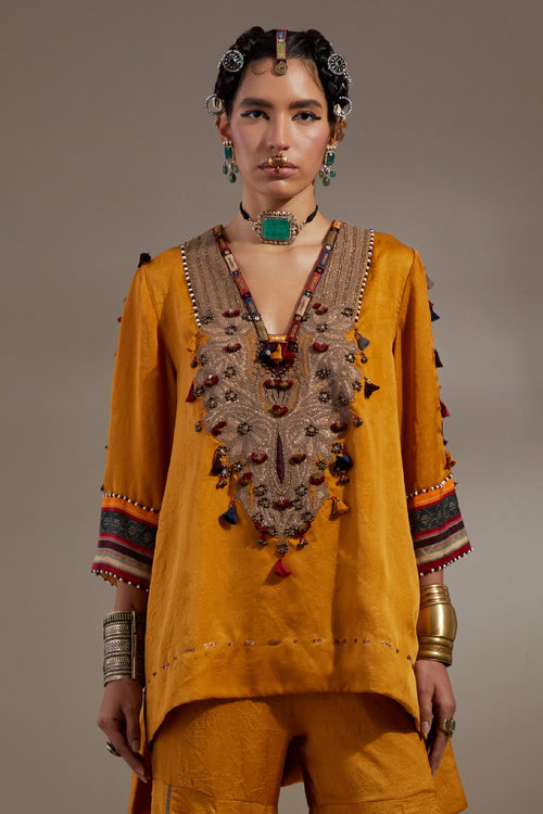 Yellow Topaz Anka Mitra Short Kurta Set