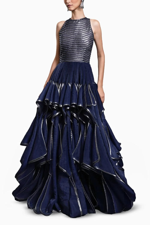 CF Navy Cascade Gown