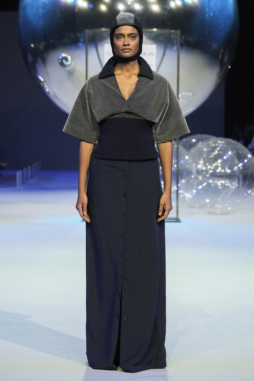 Night Sky Layer Top And Front Button-Up Trousers Set