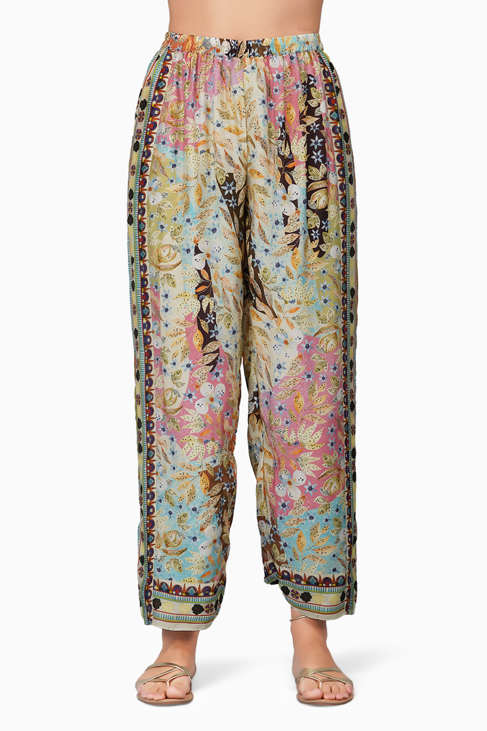 Melange Print Pants With Oversized Top