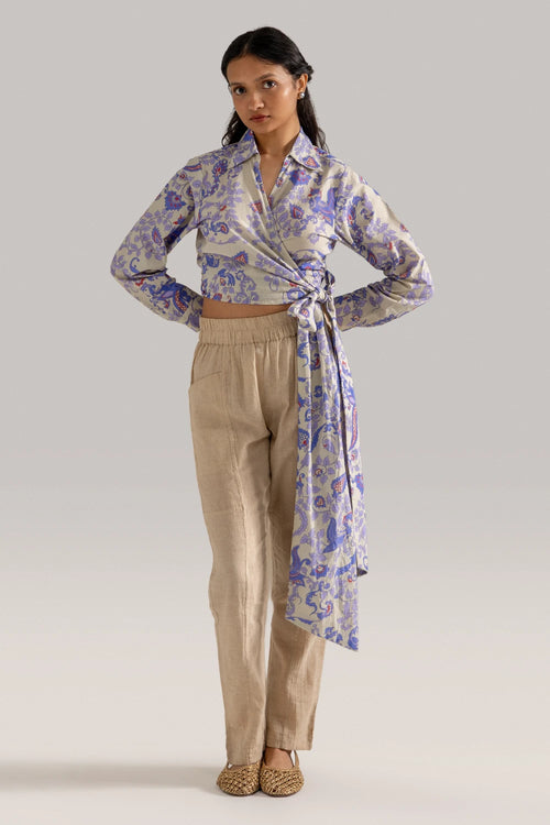 Floral Jaal Tie up Shirt