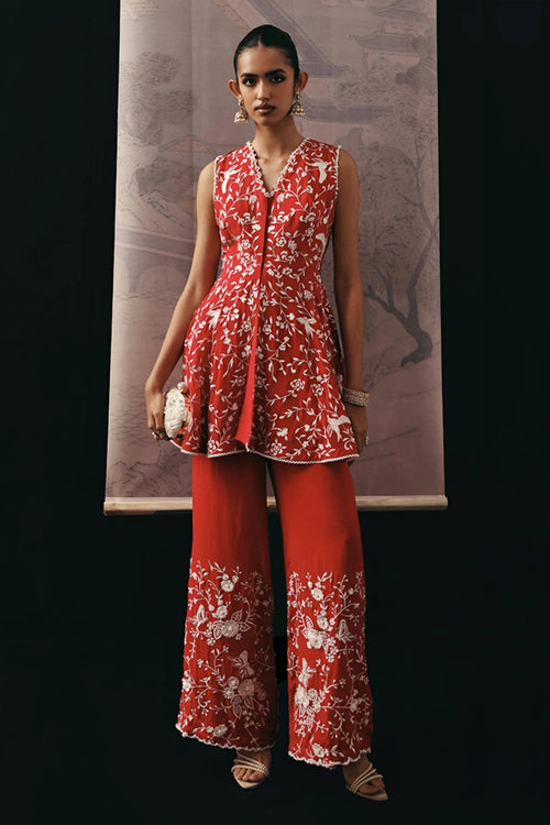 Parsi Gaara Sleeveless Peplum Top with Palazzos