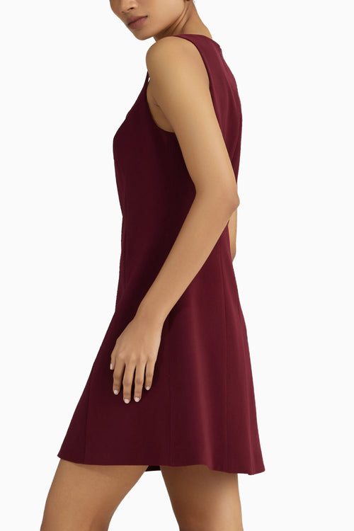 Burgundy Stretch Suiting Mini Dress