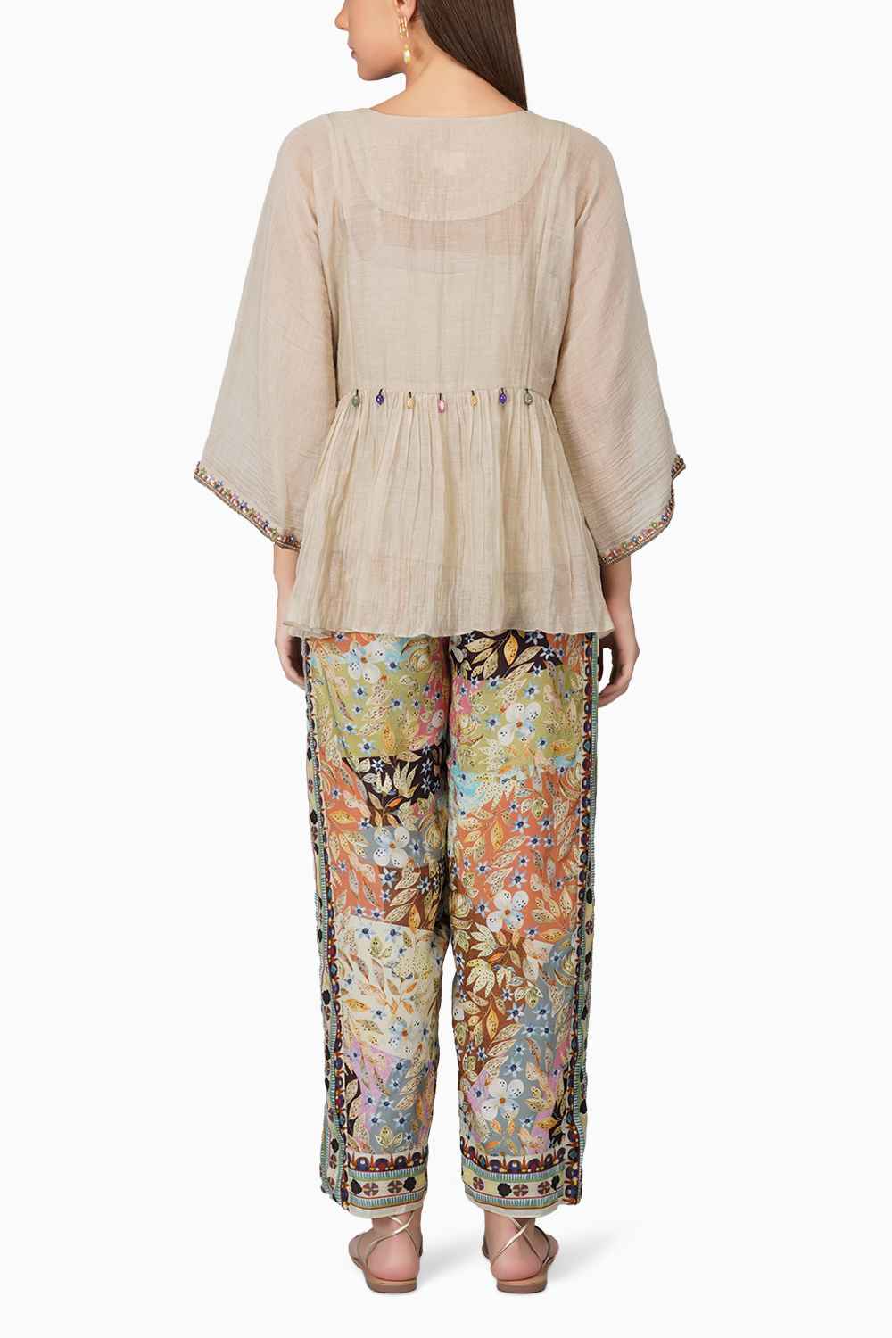 Melange Print Pants With Oversized Top